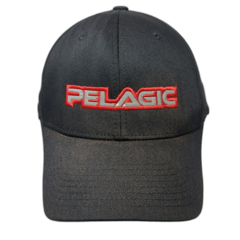 Pelagic Baseball Cap Black Red Gray XL Swordfish Marlin Fishing Flexfit Hat